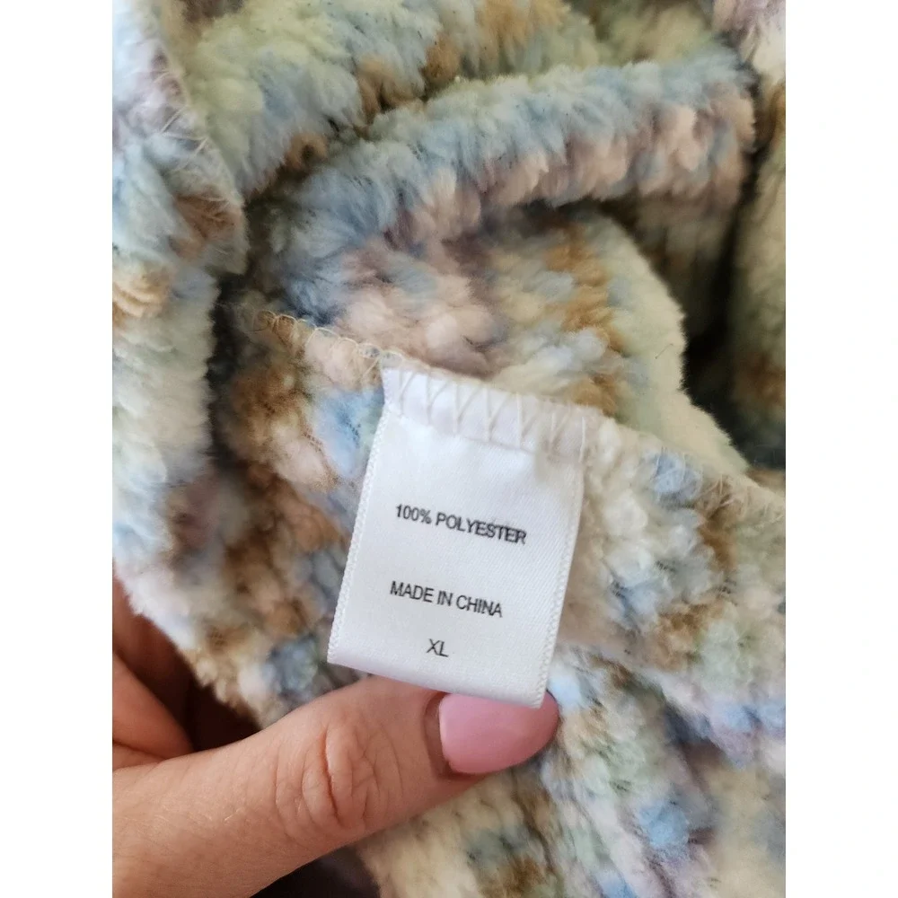Carole Hochman Live Well Sleep Well Womens XL‎ Plush Fleece Robe Pastel Chevron